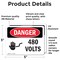 Signmission 480 Volts Danger Sign, Vinyl Decal, 5in W x 3.5in L, 2PK OS-2PACK-DS-D-35-L-1013 - alternate 4